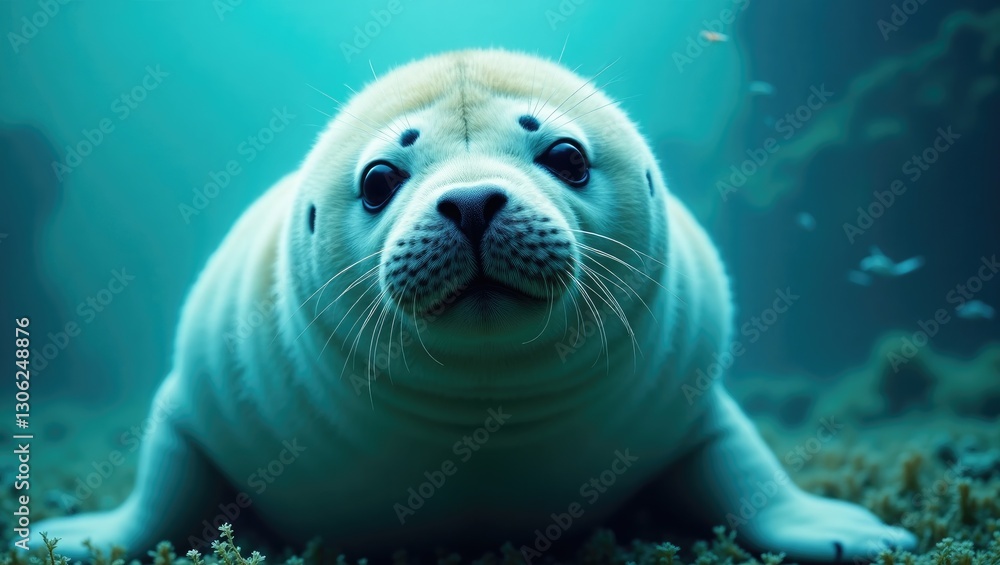 Naklejka premium Adorable seal underwater