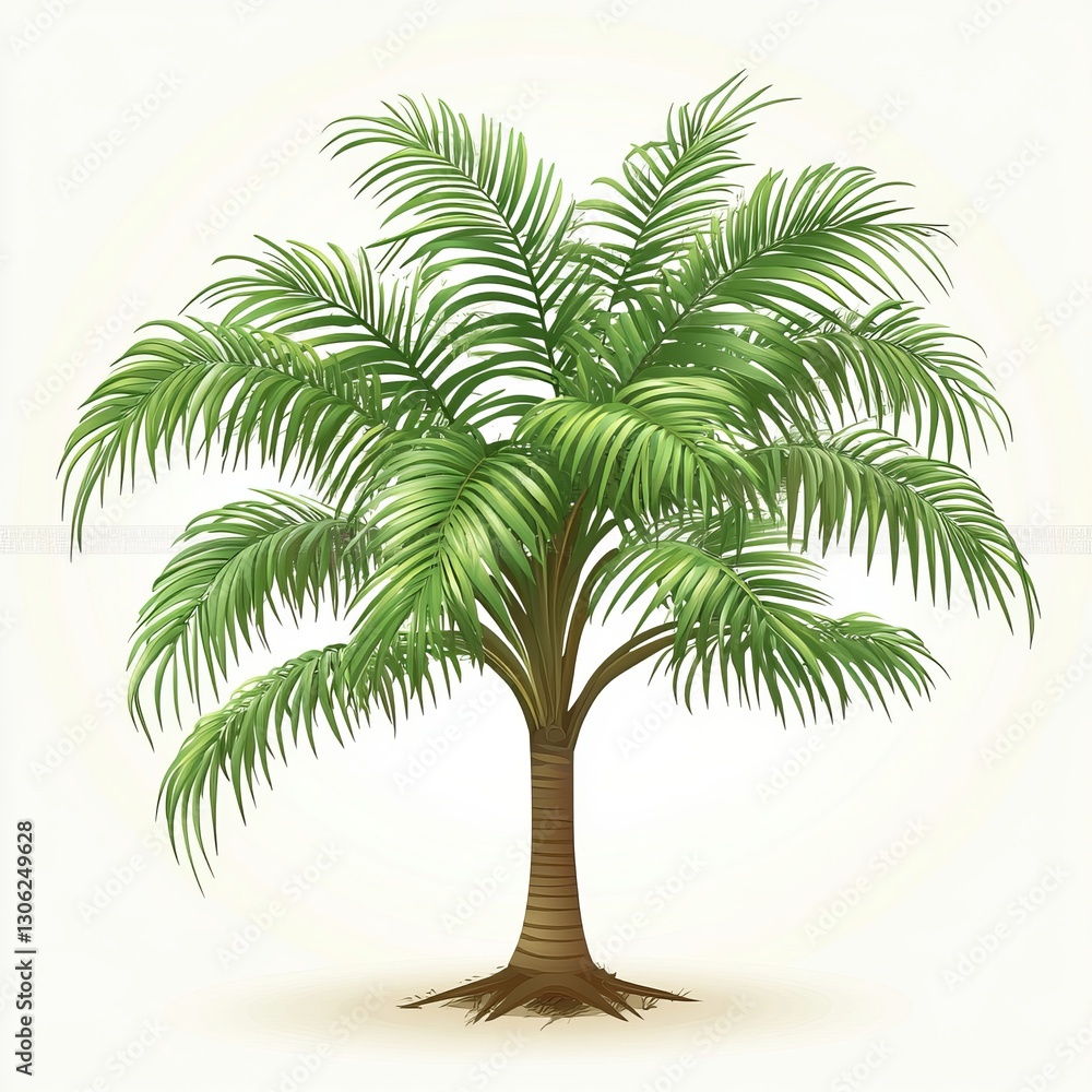 Fototapeta premium Tropical palm tree illustration, isolated white background