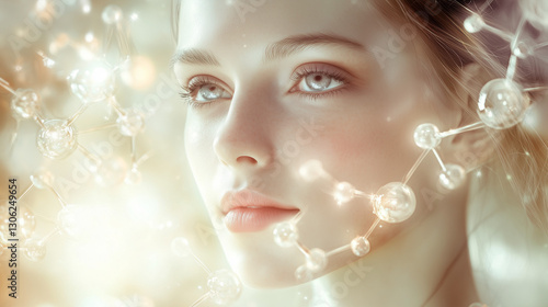 Youthful Glow and Molecular Science Symbolizing Anti-Aging Innovation