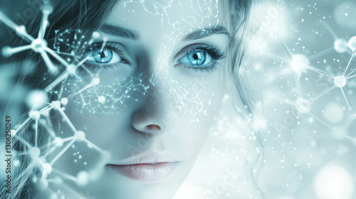 Youthful Glow and Molecular Science Symbolizing Anti-Aging Innovation