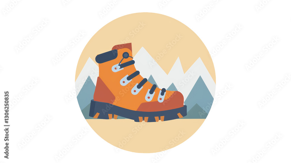 Hiking Boots for Mountain Scene, Adventure Gear. Hiking Boots for Mountain Scene, Adventure Gear.
