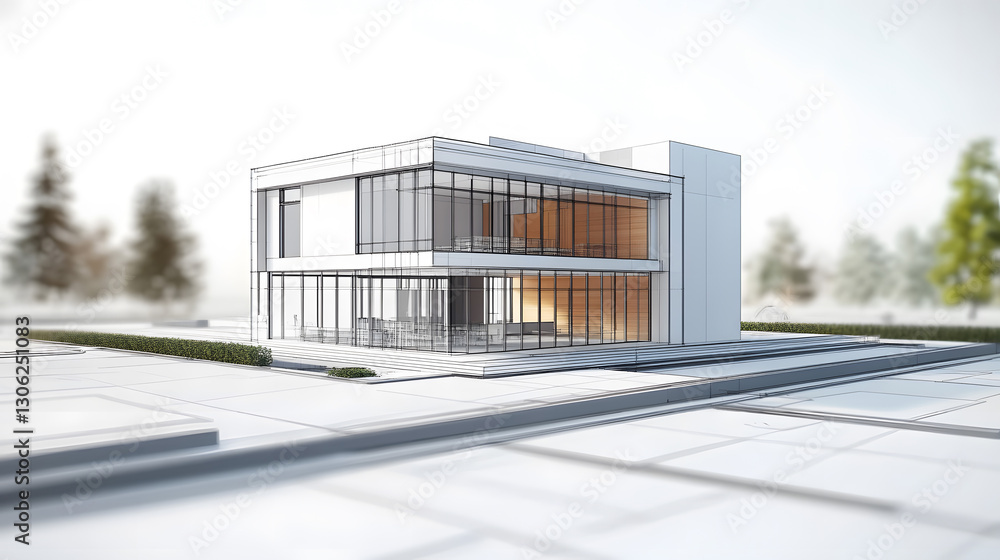 Obraz premium Apartment architecture plans with 3D building structure, Architect project drawing blueprint