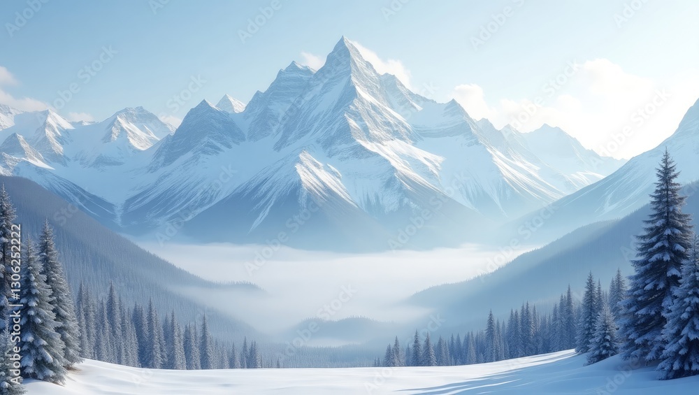 Fototapeta premium stunning peaks set in an enchanting winter landscape.