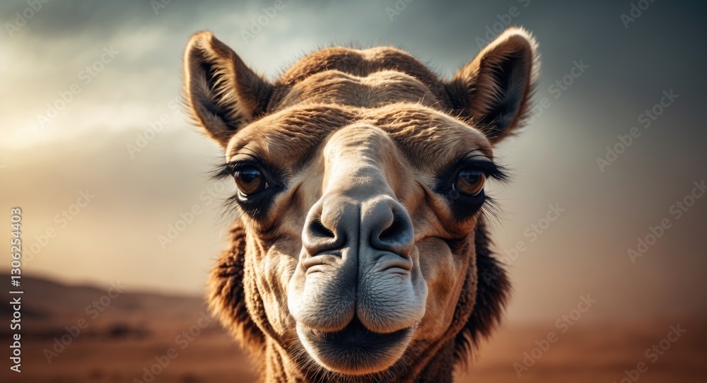Fototapeta premium Detailed Portrait of a Dromedary Camel Outdoors