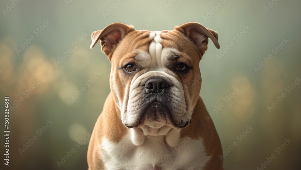 Adorable bulldog against a natural backdrop. Portrait of an American bulldog. Adorable bulldog against a natural backdrop. Portrait of an American bulldog.