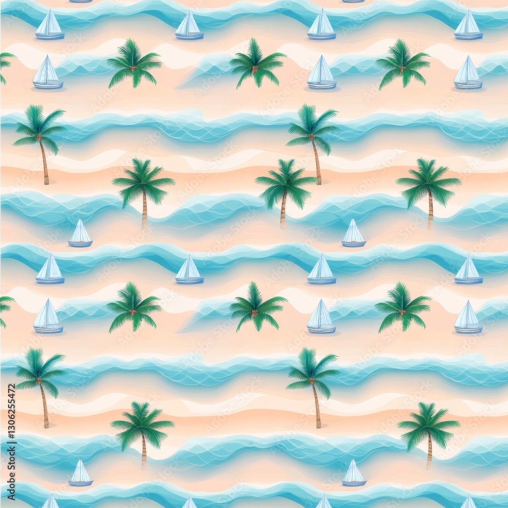 Obraz premium Tropical beach scene seamless pattern