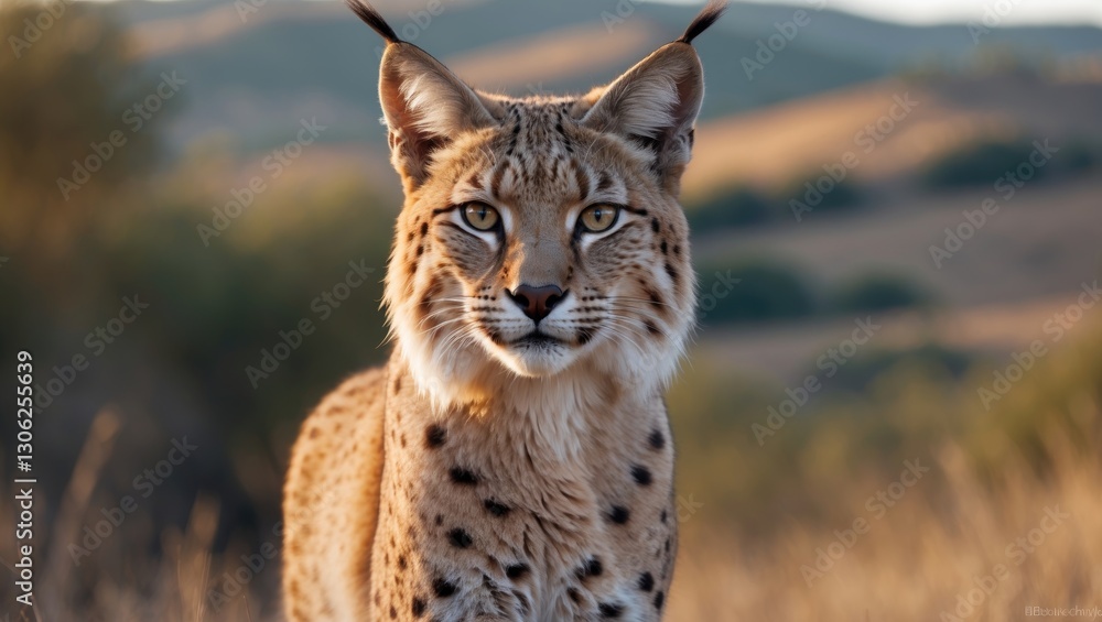 Obraz premium stunning portrait of a female lynx gazing ahead in the vicinity of Cordoba, Spain