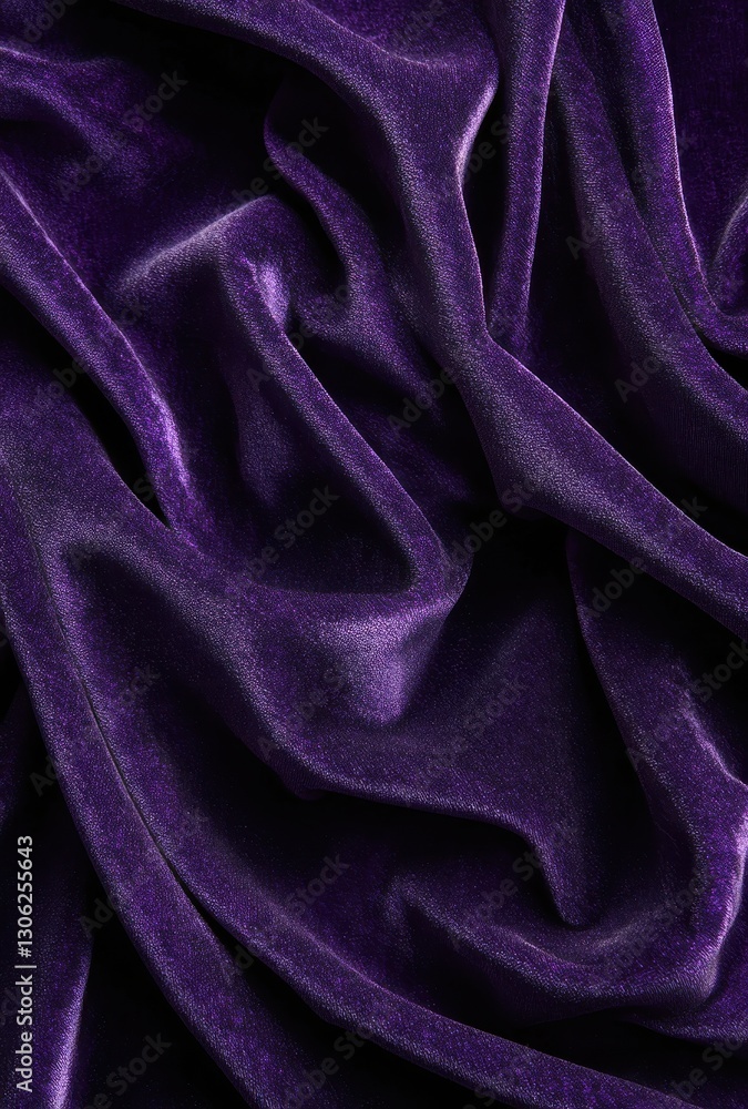 Obraz premium Luxurious Deep Purple Velvet Fabric with Rich Texture and Intricate Drapery Details Ideal for Fashion, Design, and Textile Applications