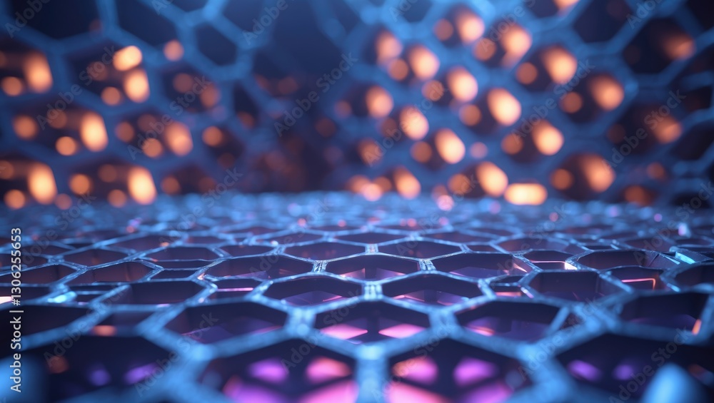 Obraz premium Virtual background featuring hexagonal network links