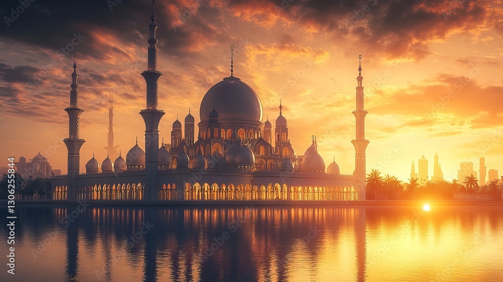Naklejka premium Majestic Mosque at Sunrise