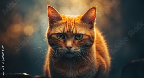 Intimate shot of an orange cat gazing at the lens