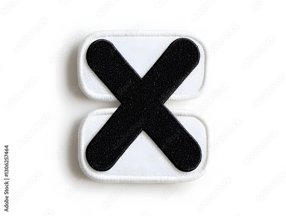 Obraz premium Minimalist Black and White Letter X Embroidered Patch Mockup