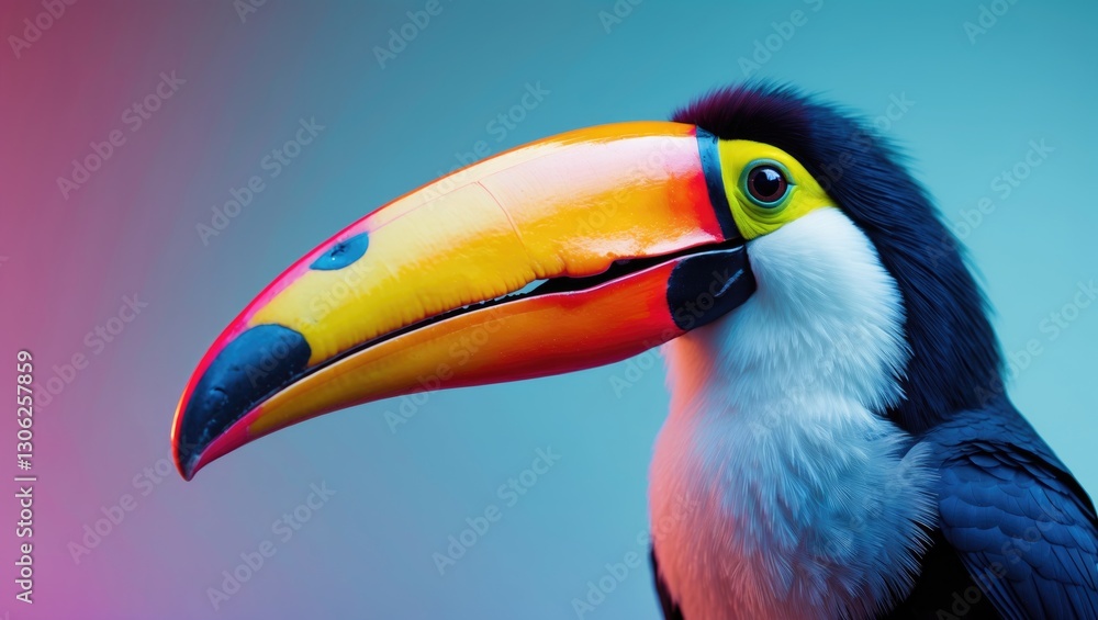 intimate view of a toucan, Captivating portrait highlighting a toucan's impressive beak intimate view of a toucan, Captivating portrait highlighting a toucan's impressive beak