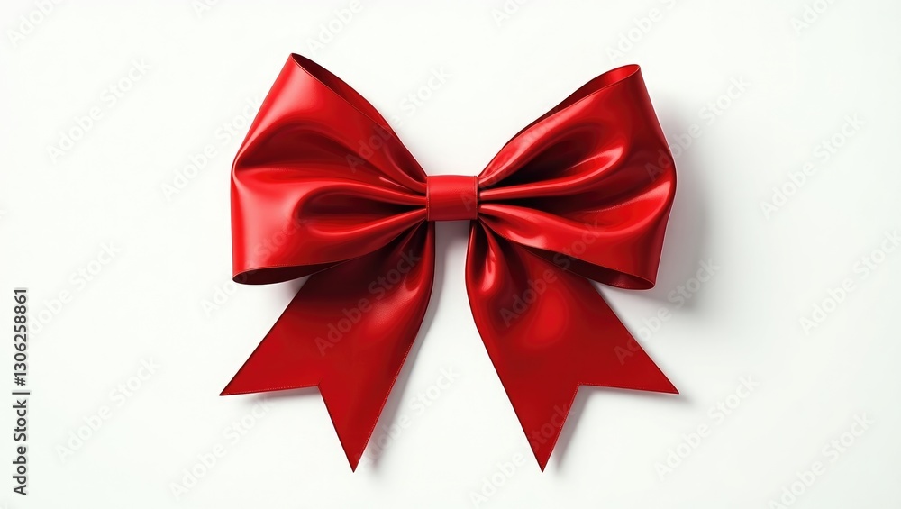 Vertical red bow decoration for Christmas card, isolated Vertical red bow decoration for Christmas card, isolated