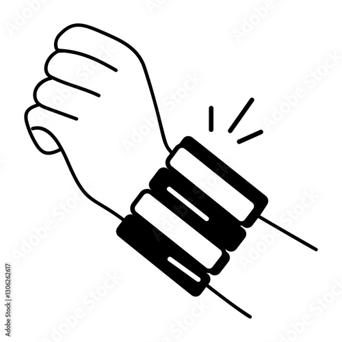 A hand drawn icon of sports wristband 

