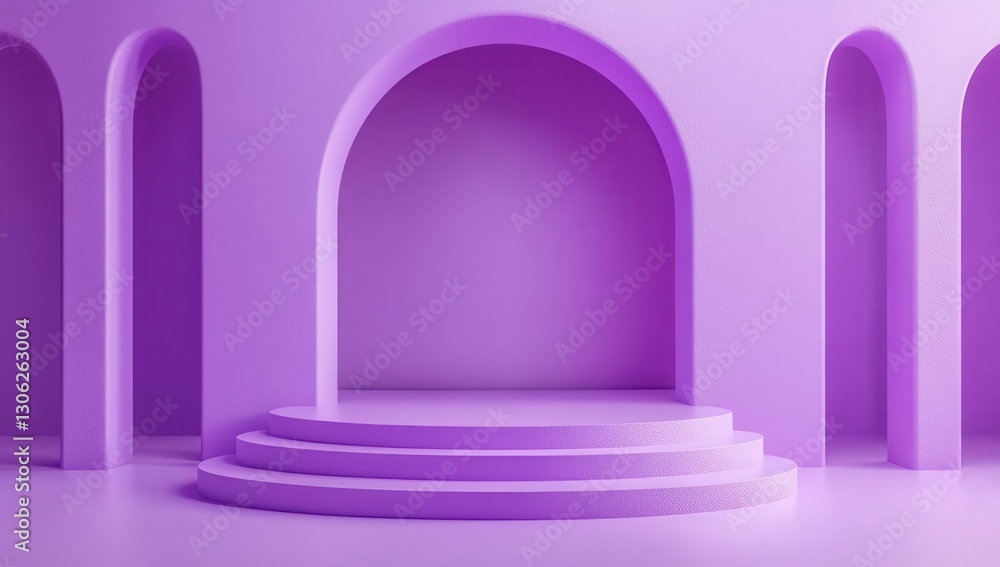Modern abstract purple architecture with curved arches and smooth surfaces creating a serene and minimalist design suitable for various creative projects Modern abstract purple architecture with curved arches and smooth surfaces creating a serene and minimalist design suitable for various creative projects