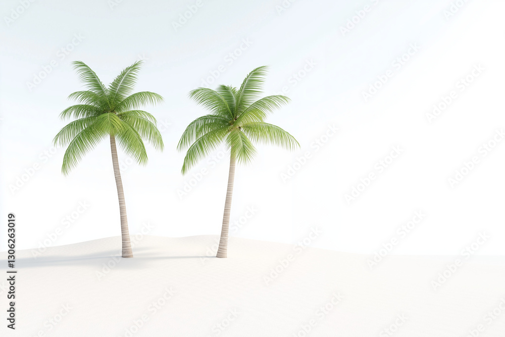 Fototapeta premium Palm Beach banner featuring tropical vibes, palm trees, ocean breeze, and a sunny paradise feel. Perfect for travel promotions, beach events, vacation ads, summer sales banner fluer web design