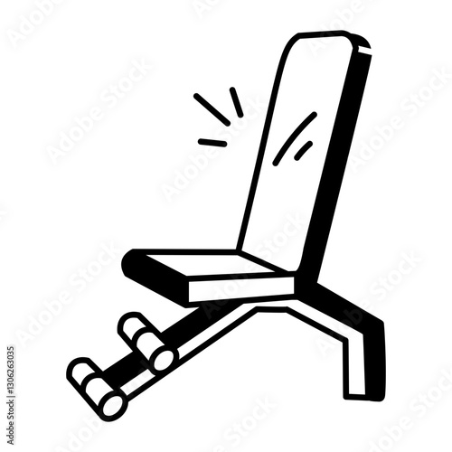 Abdominal machine icon in doodle style 
