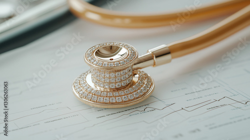 Golden Stethoscope on Chart...