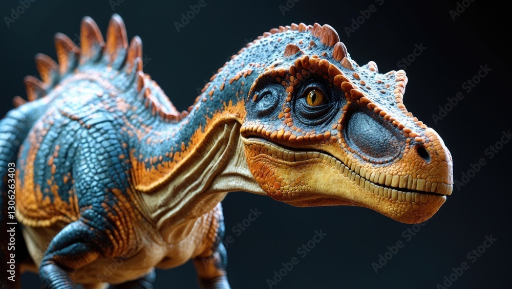 Fototapeta premium Ankylosaurus model against a dark background. High-resolution image.