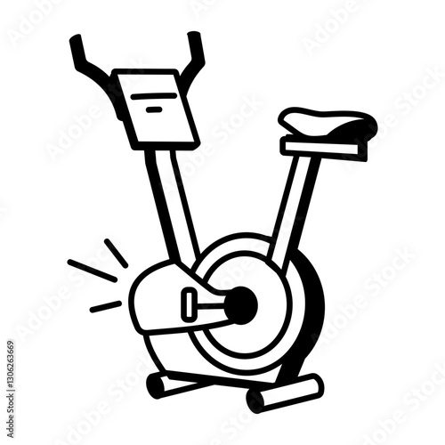 Gym elliptical Machine icon in doodle style 
