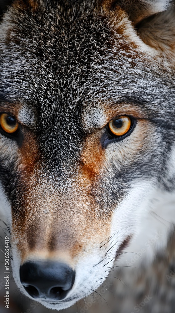 Obraz premium 84. A close-up of a wolf is eyes, symbolizing alertness and survival through instinctive behavior