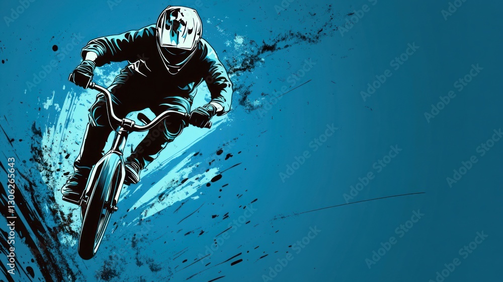Fototapeta premium Cyclist in mid-air BMX stunt