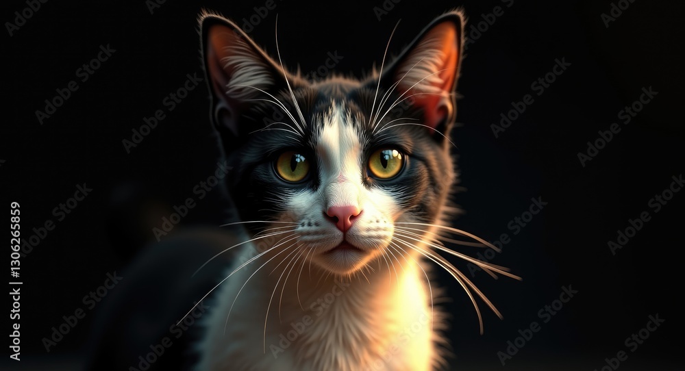 Monochrome feline face portrait Monochrome feline face portrait