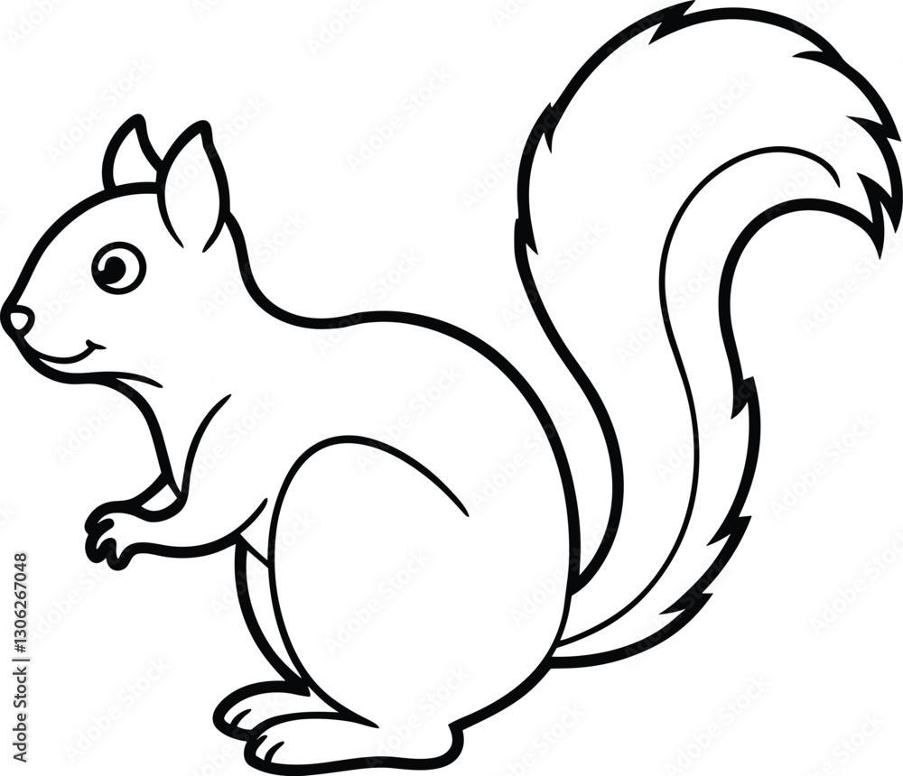 Cute Squirrel Outline - Black Vector Illustration Cute Squirrel Outline - Black Vector Illustration