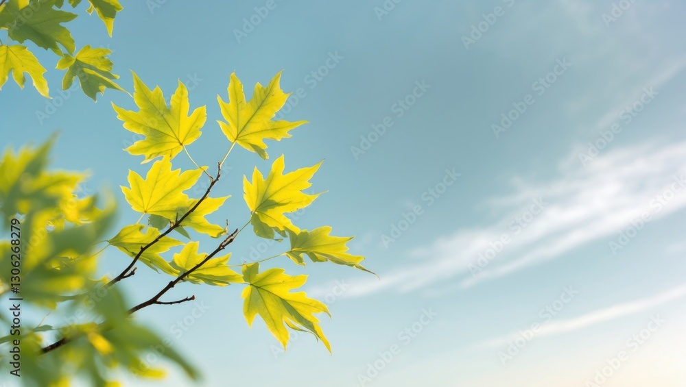 Vivid oak foliage highlighted against the sky Vivid oak foliage highlighted against the sky