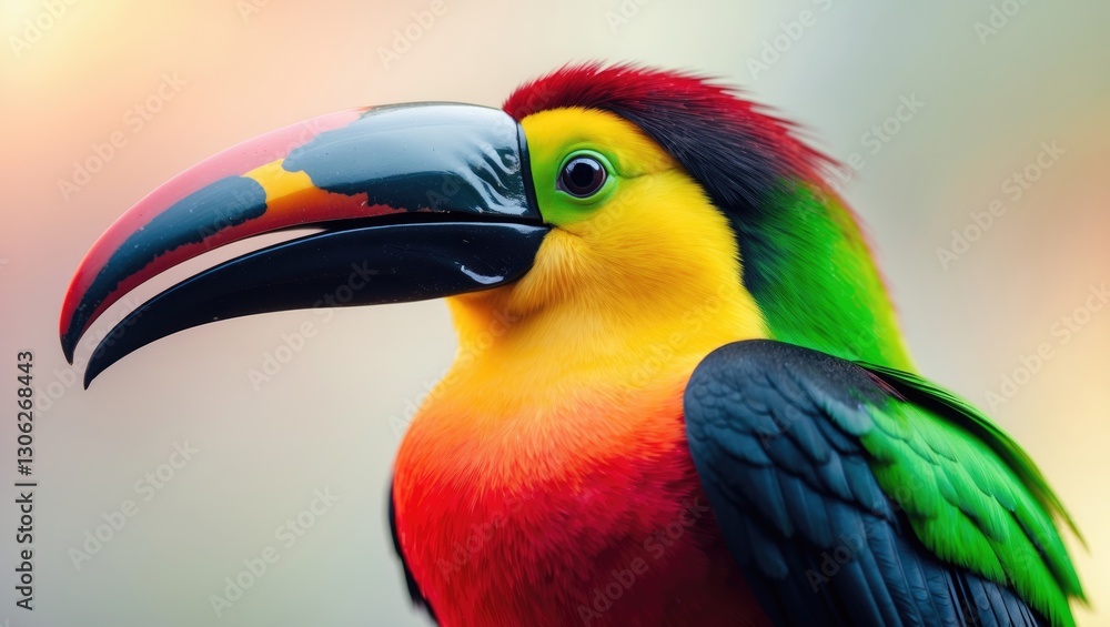 Naklejka premium Detailed view of a vibrant keel-billed toucan bird
