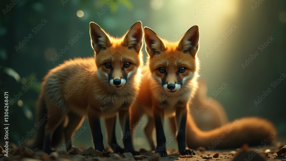Fototapeta premium Intimate portrait of African foxes at the zoo