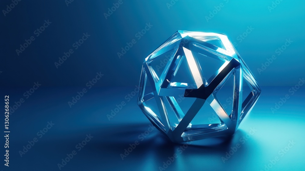 Abstract Geometric Form on Blue Surface Abstract Geometric Form on Blue Surface