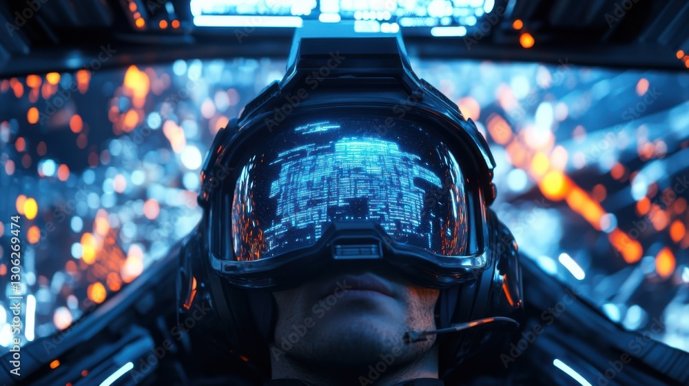 Astronaut pilots advanced spacecraft while navigating through vibrant cosmic landscapes at high speed Astronaut pilots advanced spacecraft while navigating through vibrant cosmic landscapes at high speed