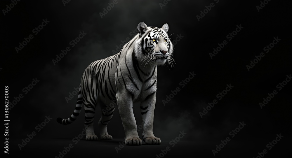 Obraz premium Striking White Tiger Against a Dark Background