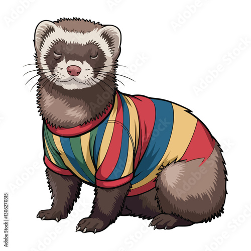 Cute Ferret Vector Illustration