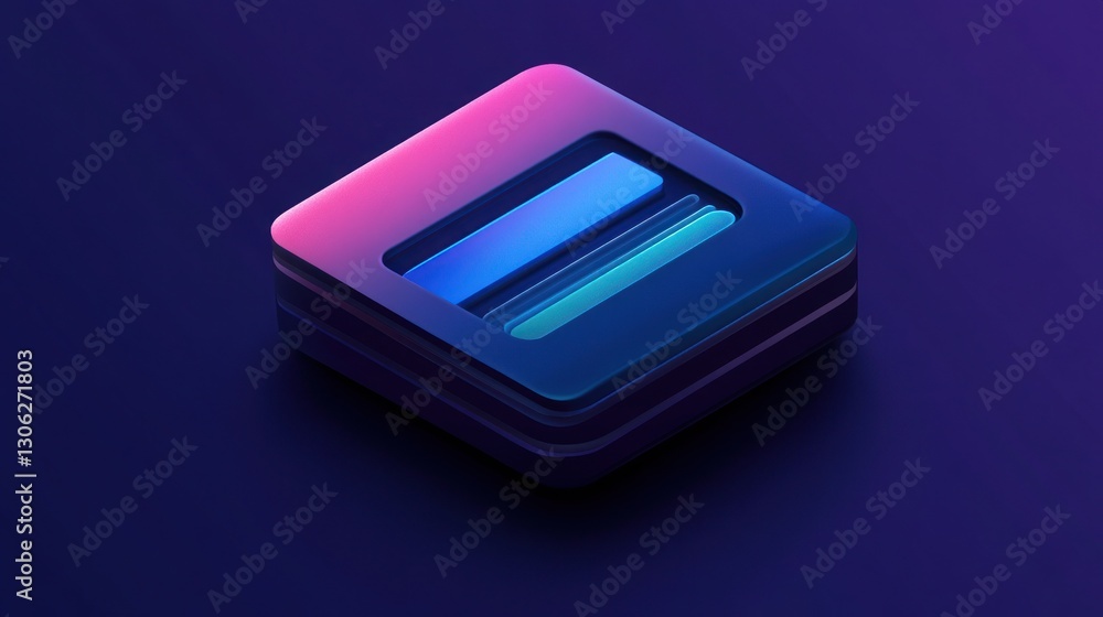 3D Square Credit Card Icon 3D Square Credit Card Icon