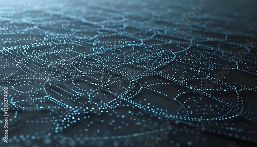 Digital blue water texture reflects data light on a glass pattern