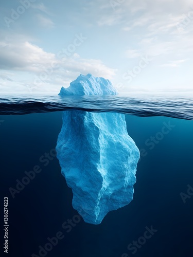 Floating white icebergs, remnants of Antarctic glaciers, drift in cold sea and Icelandic lagoon landscapes
