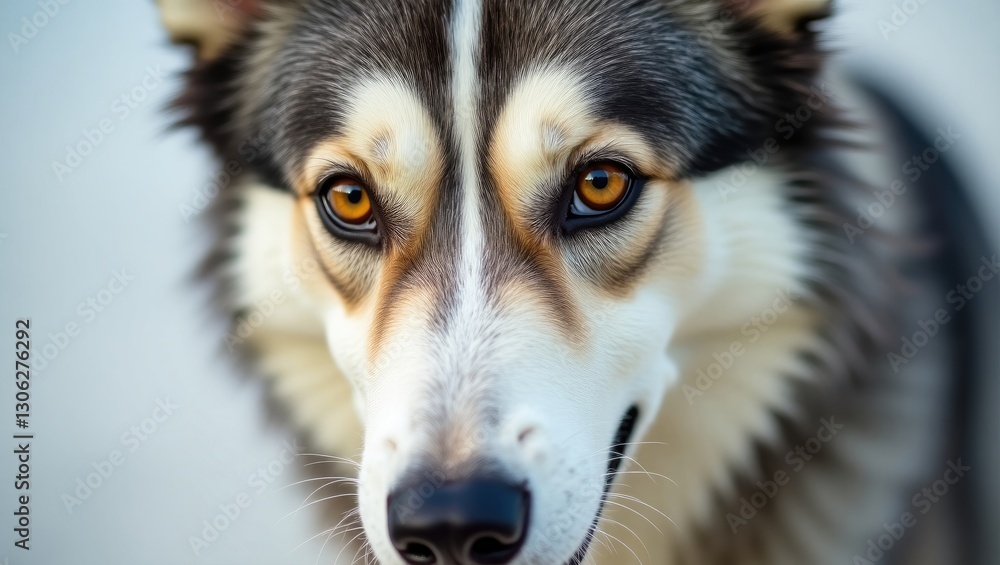 Obraz premium mixed breed of husky and shepherd dog zoomed in