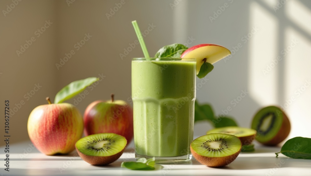 nutritious green smoothie featuring apples and kiwifruit nutritious green smoothie featuring apples and kiwifruit