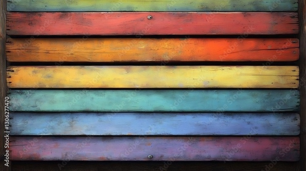Vibrant Rainbow Wooden Planks Textured Background. AI Generated Vibrant Rainbow Wooden Planks Textured Background. AI Generated