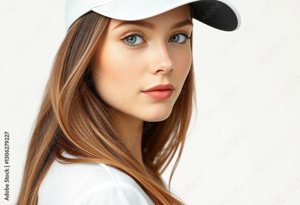 Female portrait with cap and relaxed pose Female portrait with cap and relaxed pose