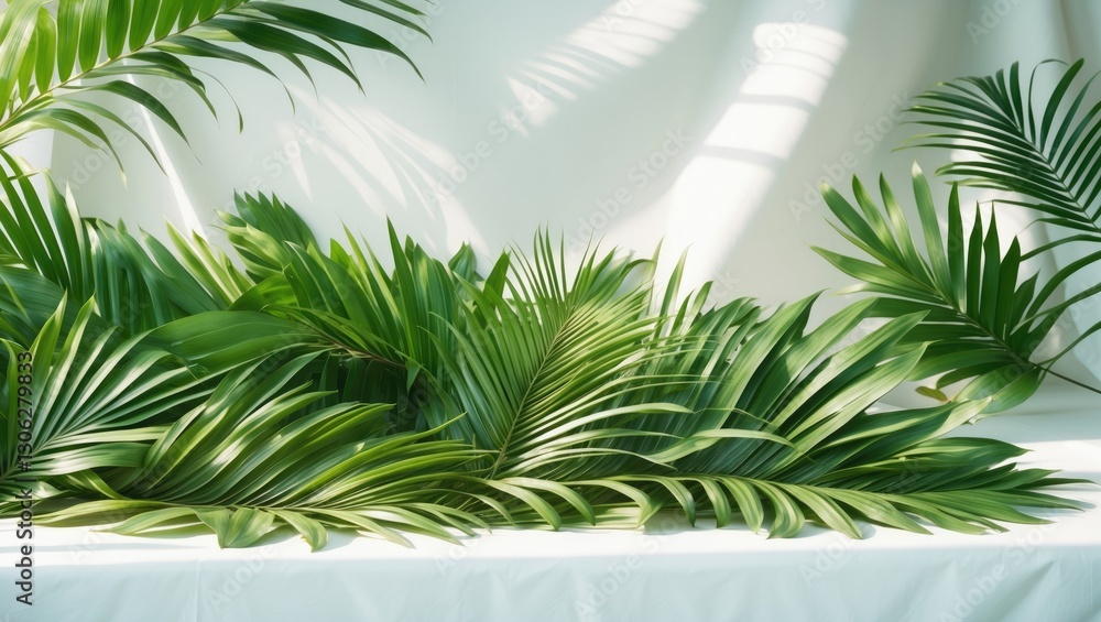 Fototapeta premium charming palm fronds against a light background