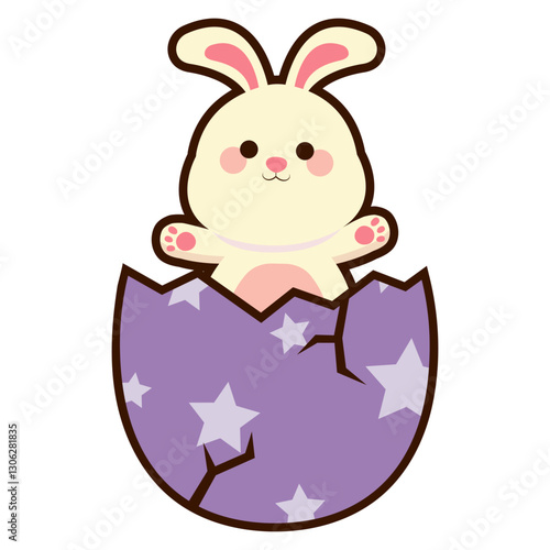 Cute Easter Bunny in Eggshell