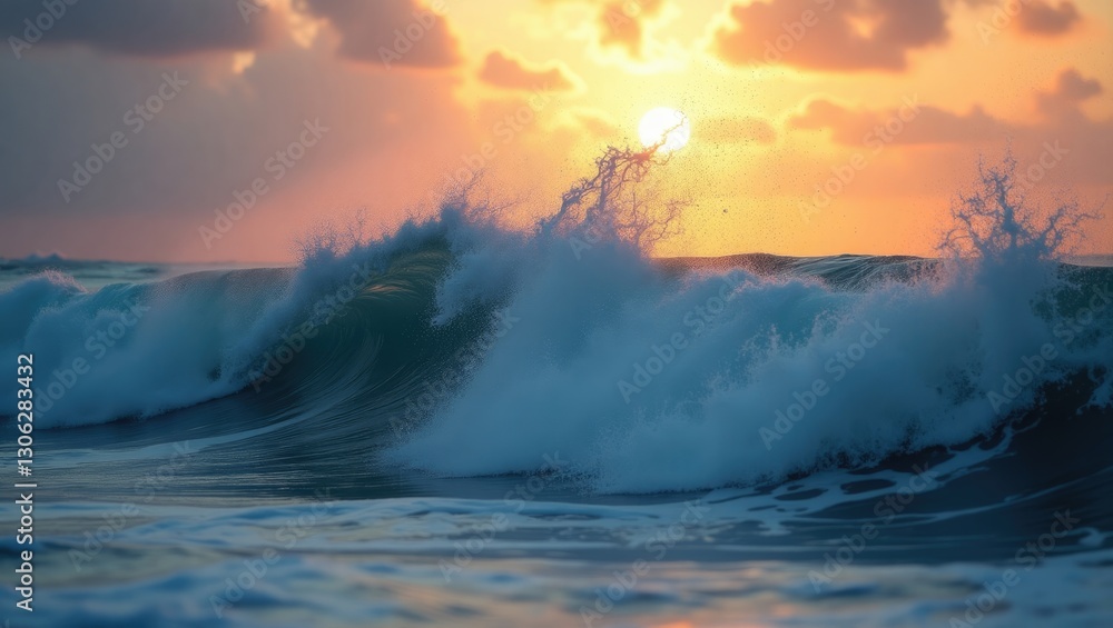 Fototapeta premium Morning sea waves at dawn