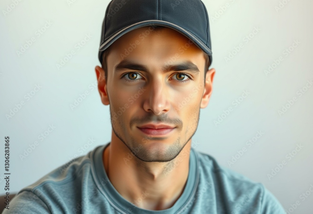 Male portrait with cap and neutral expression Male portrait with cap and neutral expression
