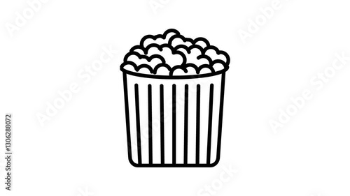 line popcorn icon on white background
