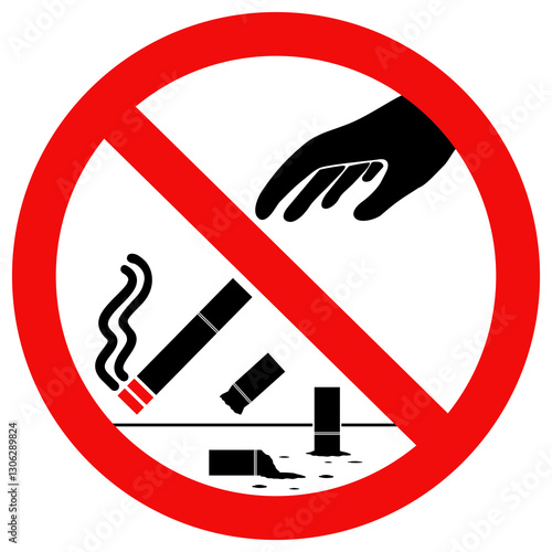 Do not throw cigarette butts sign. flat vector illustration simple design.