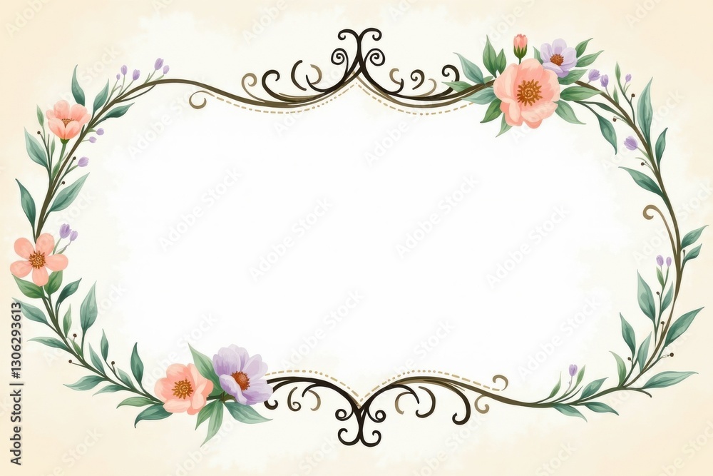 Obraz premium blank billboard frame with flowers